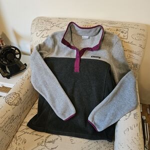 Womens Columbia Gray Magenta Pullover Fleece Like New Sz Large